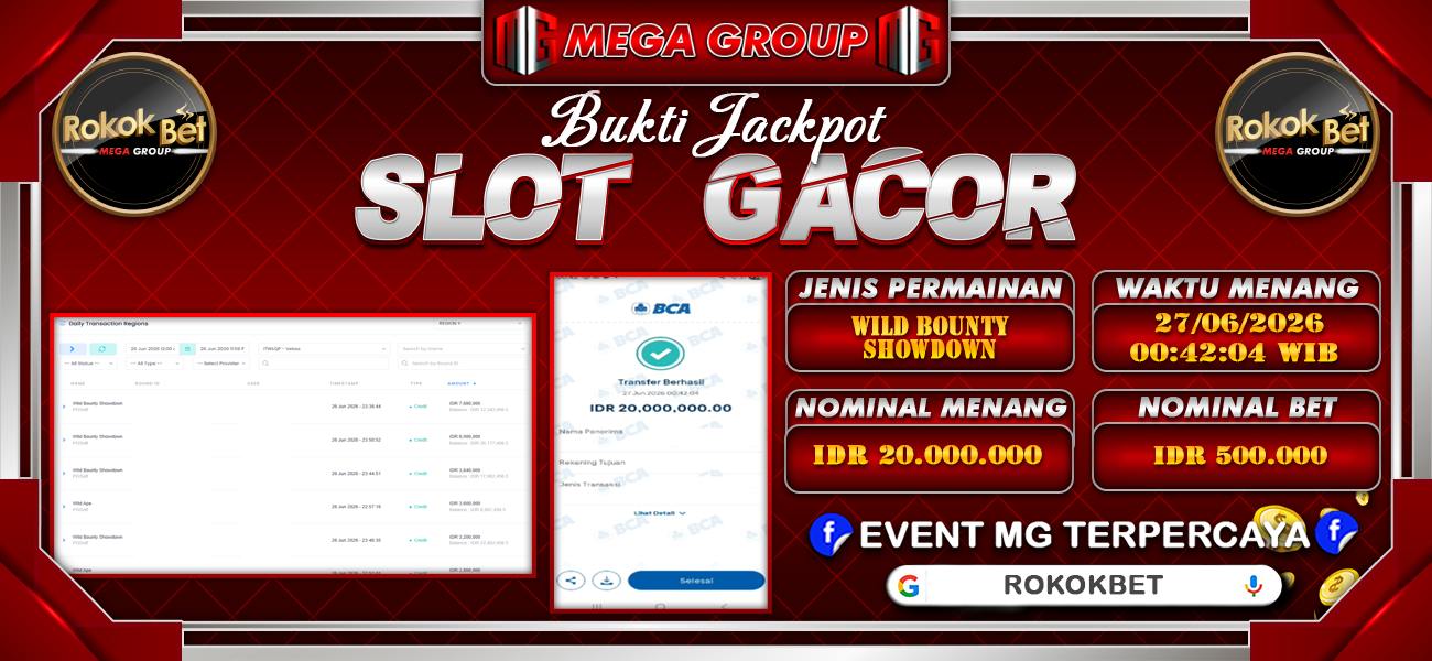 Bukti JP situs Rokokbet hari Sabtu, 27 Juni 2026